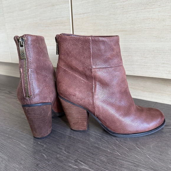 Brown Leather Ankle Bootie Heeled Boot - Picture 2 of 4